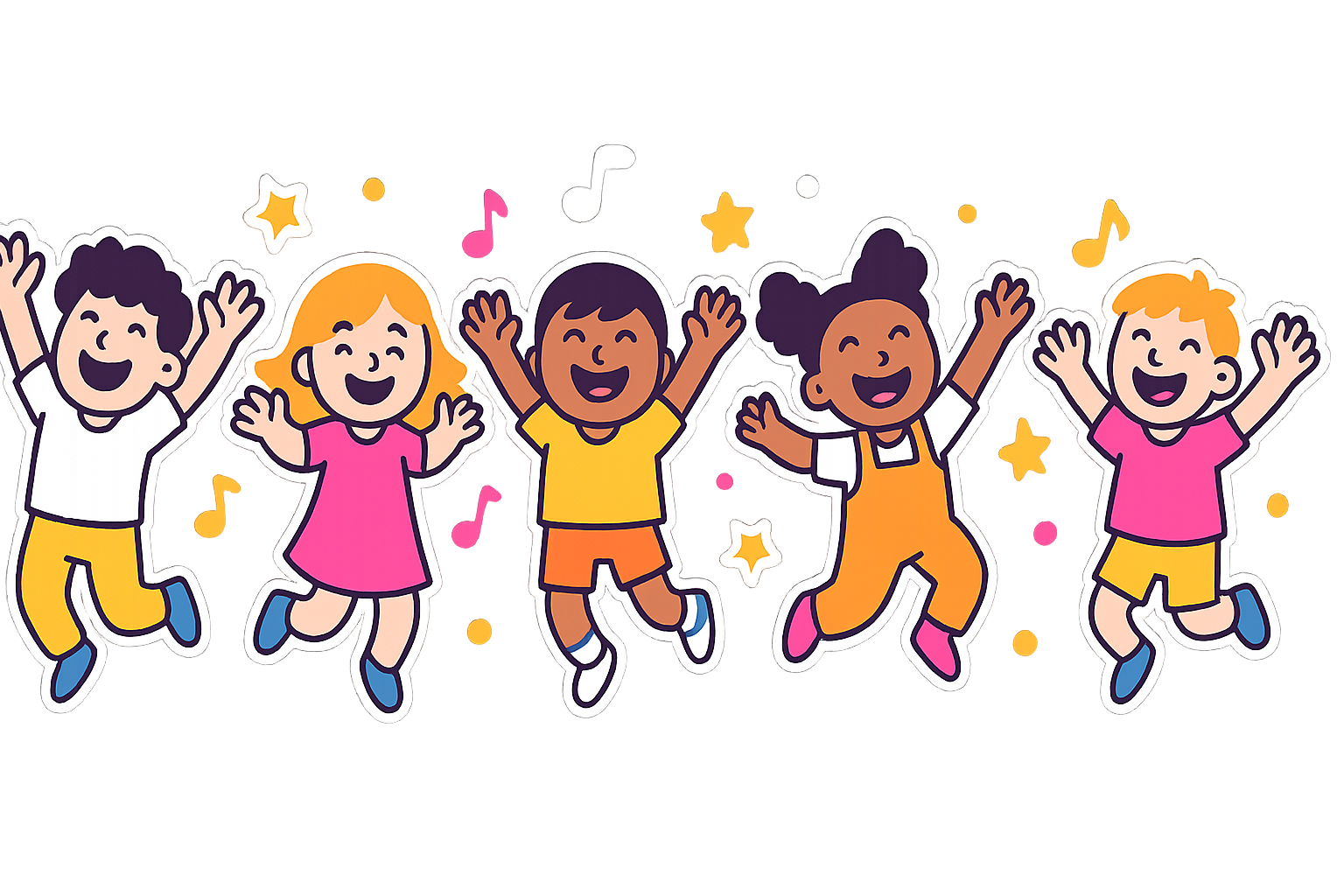 リズムに合わせて元気にジャンプする子どもたち